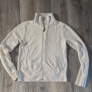 Barefoot Dreams Cream Zip-Up Cardigan